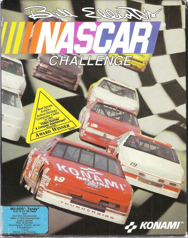 Front Cover for Bill Elliott's NASCAR Challenge (DOS) (Dual Media Release (Re-released in 1992))