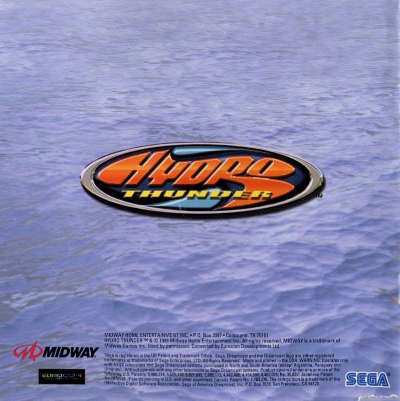 Inside Cover for Hydro Thunder (Dreamcast) (Sega All Stars release): Left