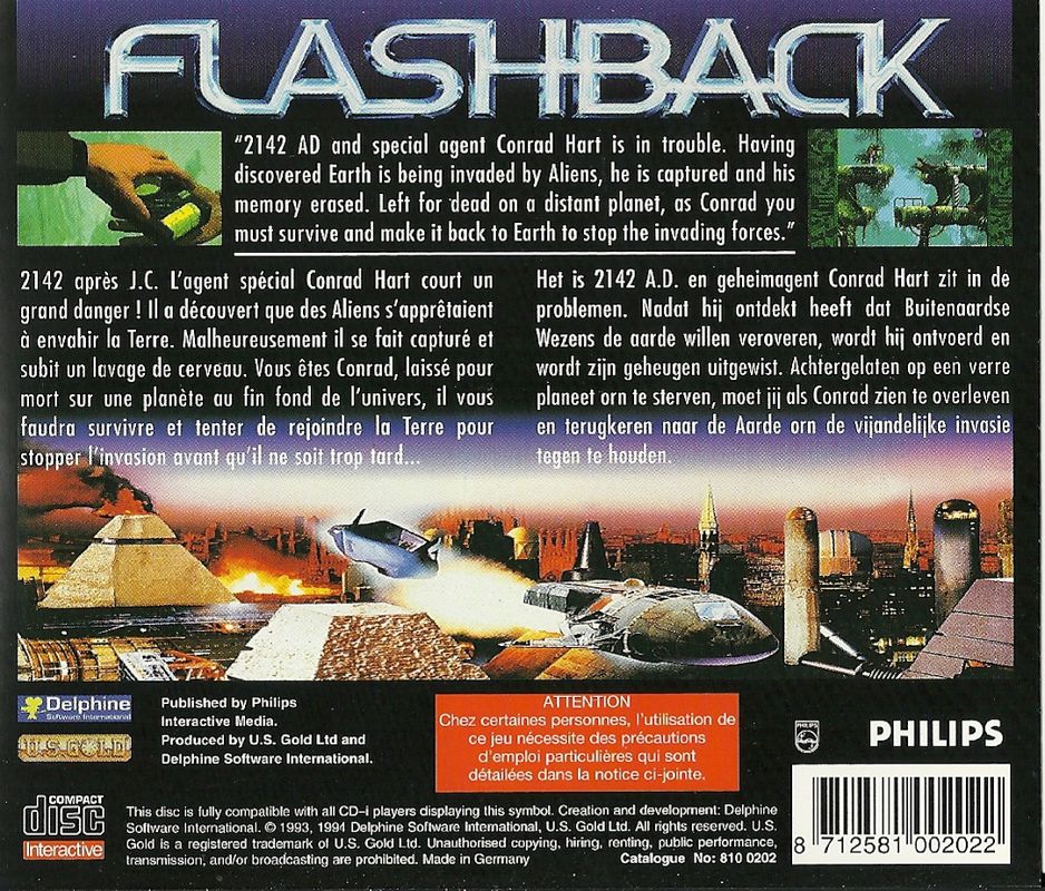Back Cover for Flashback: The Quest for Identity (CD-i)