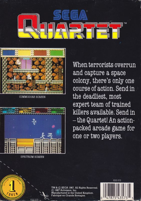 Back Cover for Quartet (Commodore 64) (5.25" Disk release)