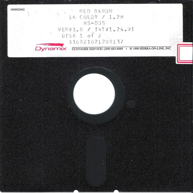 Media for Red Baron (DOS) (Dual Media Release (16 colors)): 5.25" Disk (1/2)