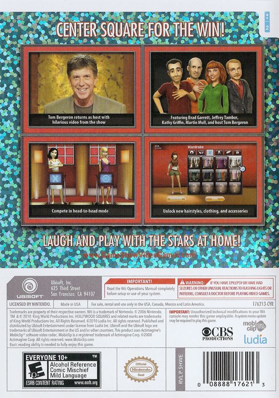 Back Cover for The Hollywood Squares (Wii)