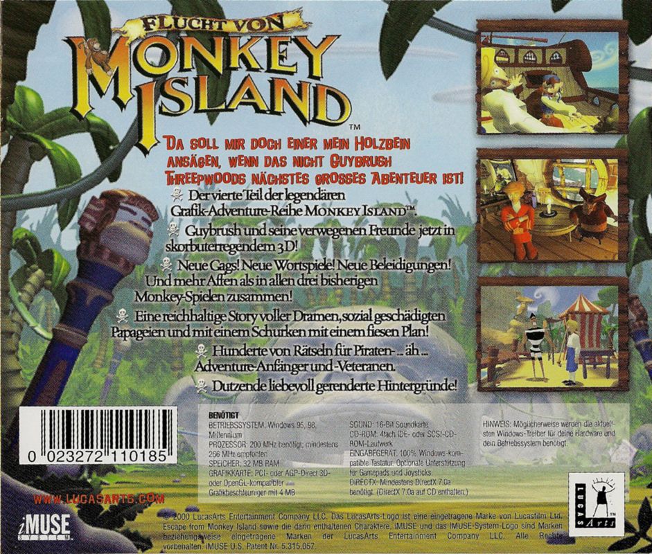 Other for Escape from Monkey Island (Windows): Jewel Case - Back