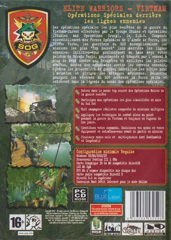 Back Cover for Elite Warriors: Vietnam (Windows) (PDF Manual)