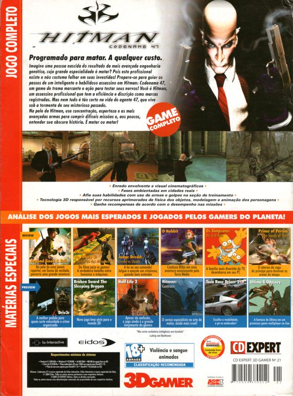Back Cover for Hitman: Codename 47 (Windows) (3D Gamer covermount)