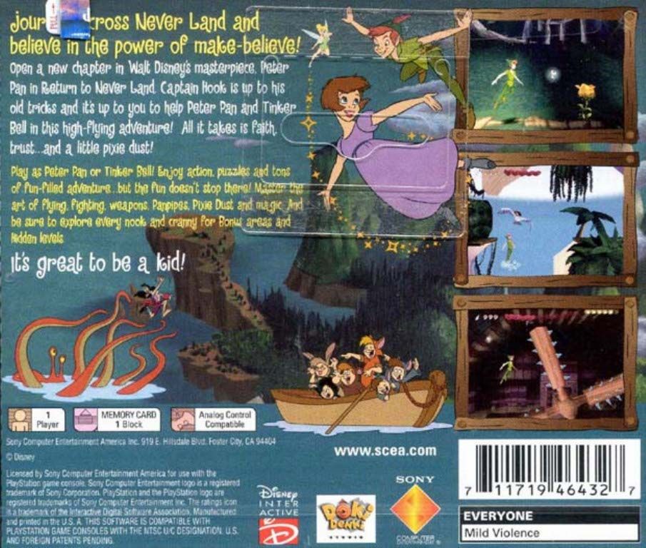 Back Cover for Peter Pan in Disney's Return to Never Land (PlayStation)