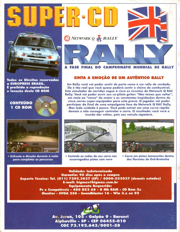 Back Cover for Network Q RAC Rally (DOS) (SUPER CD-ROM year 1 - number 3 covermount)