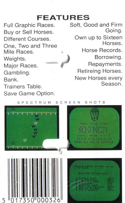 Back Cover for First Past the Post (Commodore 64)