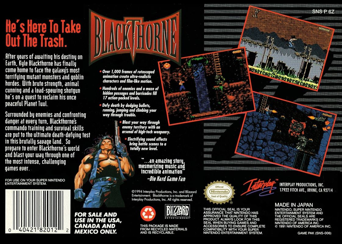 Back Cover for Blackthorne (SNES)