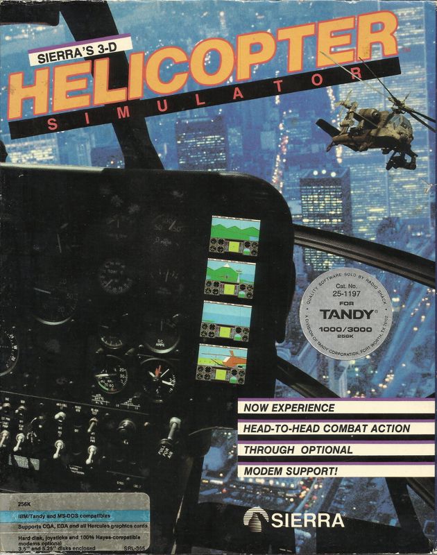 Front Cover for Sierra's 3-D Helicopter Simulator (DOS) (1987 Release)