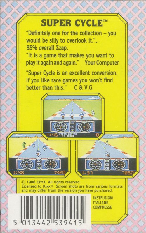 Back Cover for Super Cycle (ZX Spectrum) (Budget re-release)