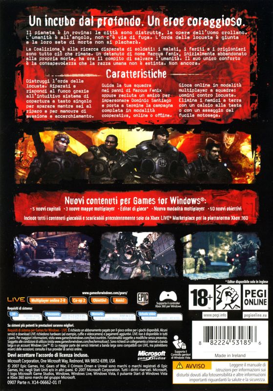 Back Cover for Gears of War (Windows)