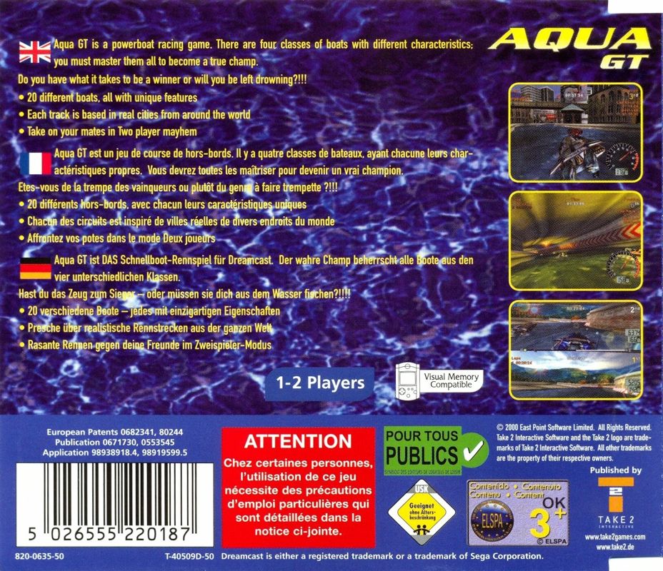 Back Cover for Aqua GT (Dreamcast)