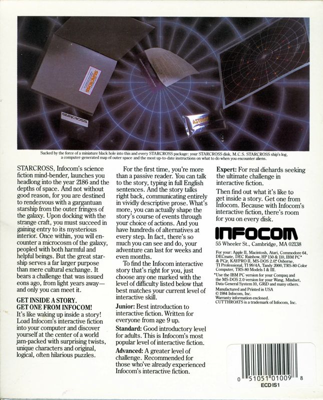 Back Cover for Starcross (Atari 8-bit)