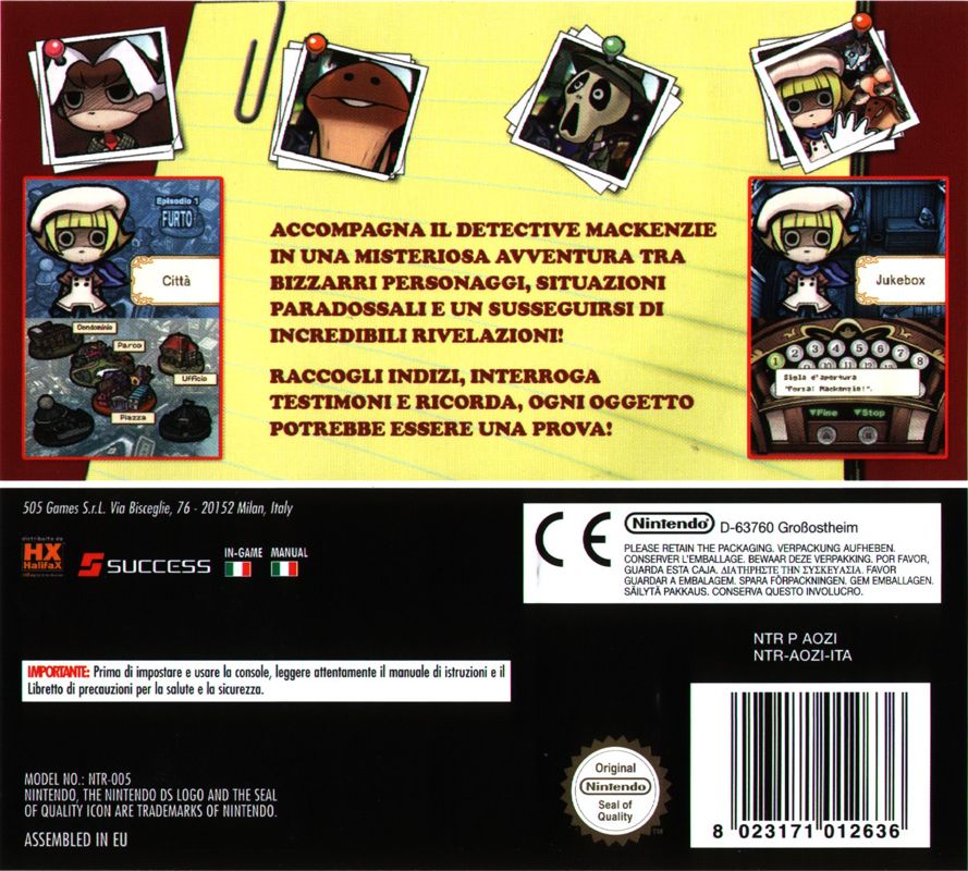 Back Cover for Touch Detective (Nintendo DS)