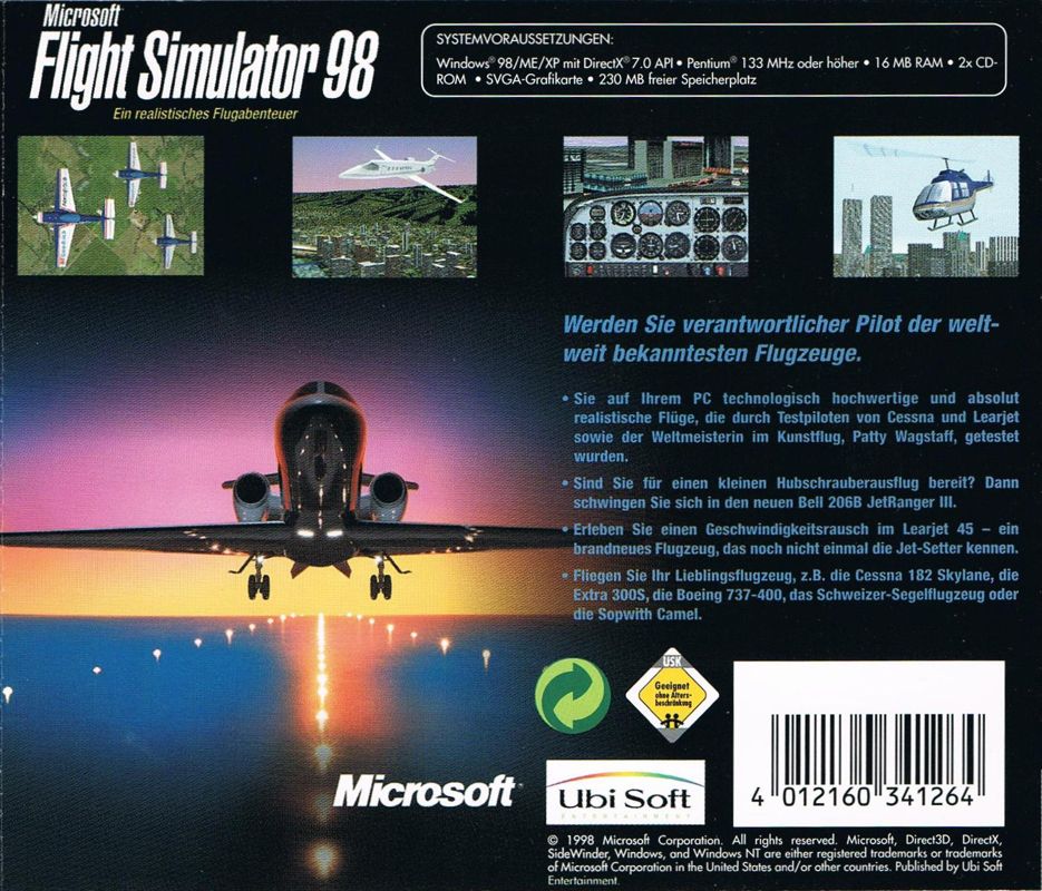 Back Cover for Microsoft Flight Simulator 98 (Windows) (Budget re-release)
