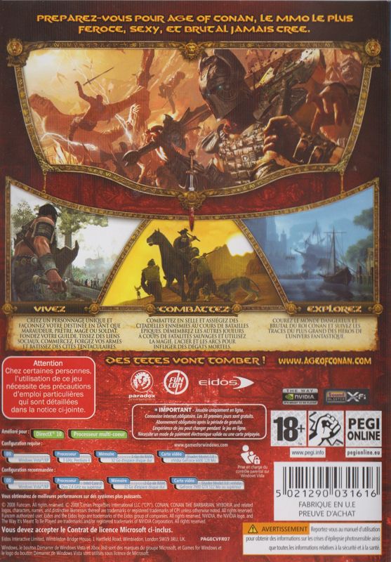 Back Cover for Age of Conan: Hyborian Adventures (Windows)