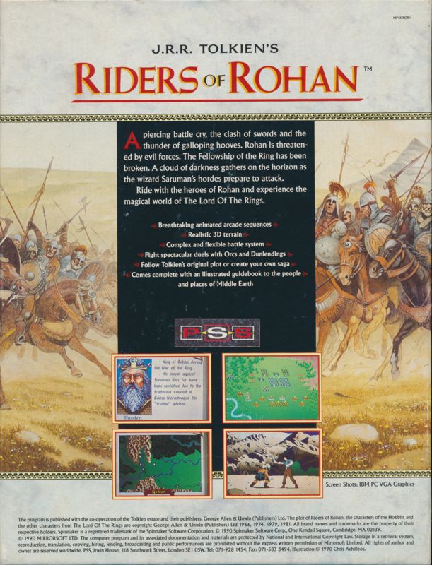 Back Cover for J.R.R. Tolkien's Riders of Rohan (DOS)