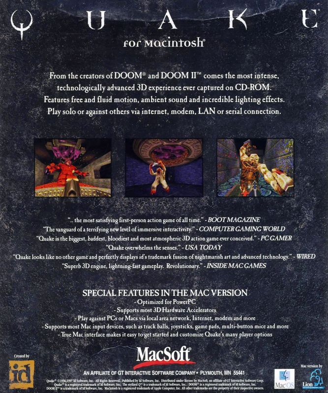 Back Cover for Quake (Macintosh)