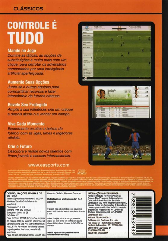 Back Cover for FIFA Manager 07 (Windows) (EA Classics release)