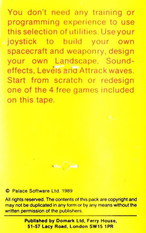 Back Cover for Shoot 'em up Construction Kit (Commodore 64)