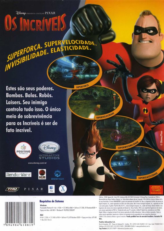 Back Cover for The Incredibles (Macintosh and Windows) (Budget release)