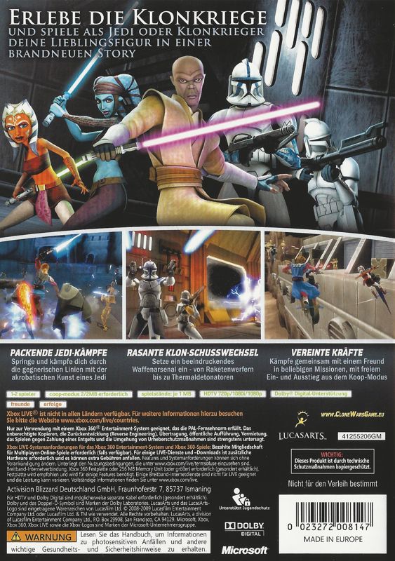 Back Cover for Star Wars: The Clone Wars - Republic Heroes (Xbox 360)