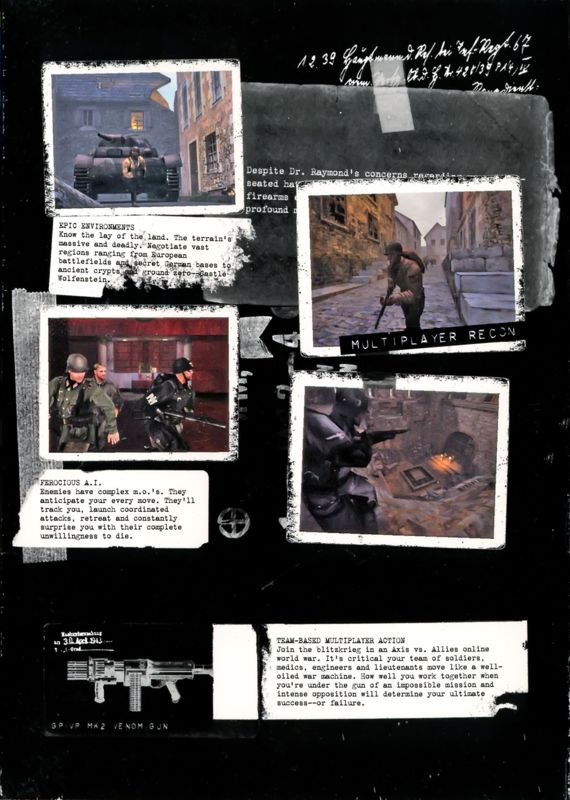 Inside Cover for Return to Castle Wolfenstein (Macintosh): Left