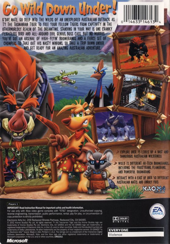 Back Cover for Ty the Tasmanian Tiger (Xbox)