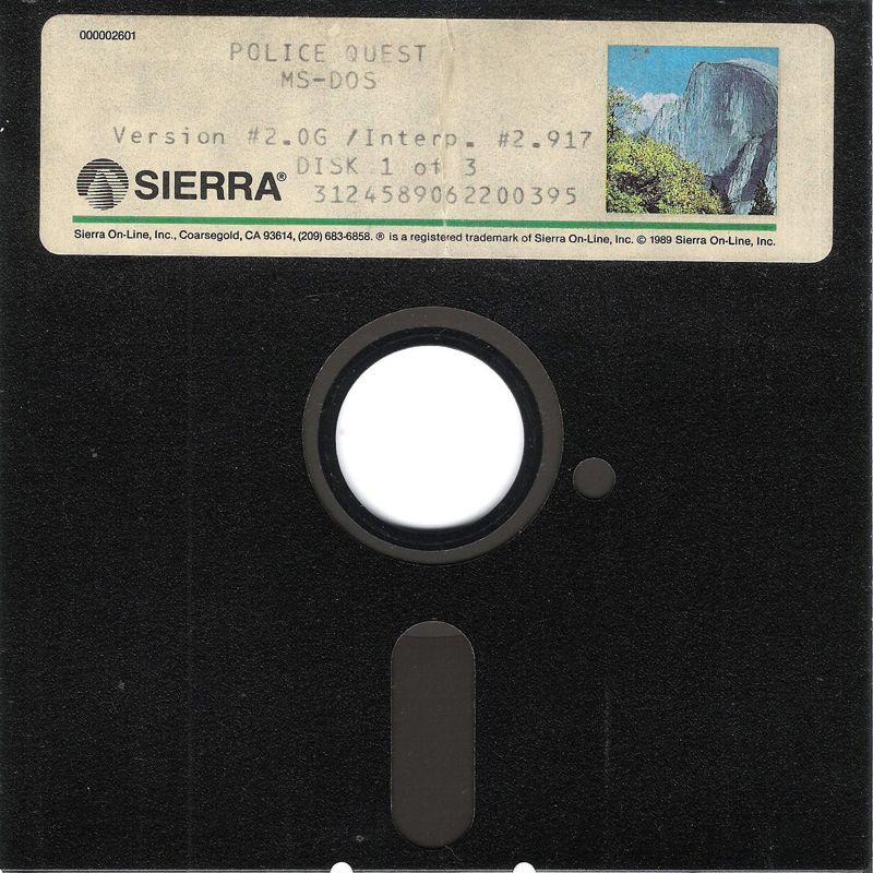 Media for Police Quest: In Pursuit of the Death Angel (DOS) (5.25" Release (version 2.0G)): Disk (1/3)