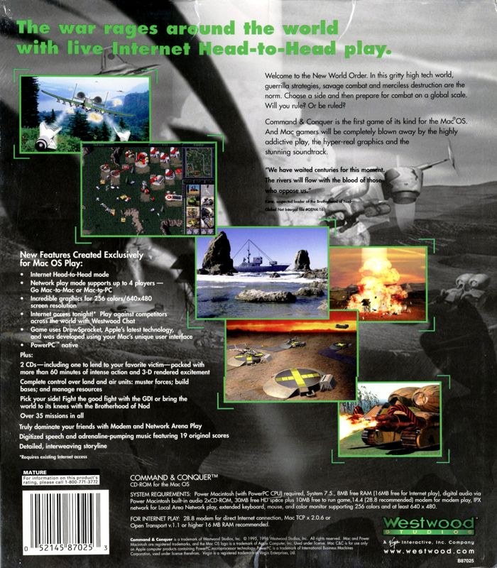 Back Cover for Command & Conquer (Macintosh)