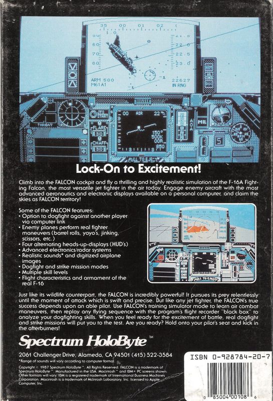 Back Cover for Falcon (DOS) (Dual media release (version 1.0))