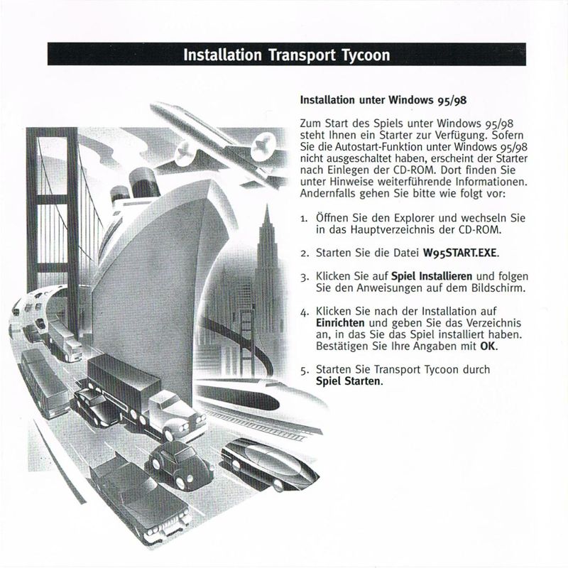 Inside Cover for Transport Tycoon (DOS) (Green Pepper release)