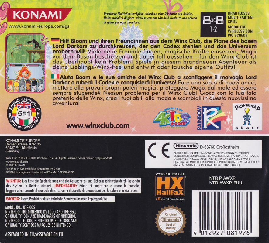 Back Cover for Winx Club: Quest for the Codex (Nintendo DS)