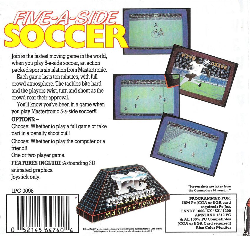 Back Cover for Five-a-Side Soccer (PC Booter)