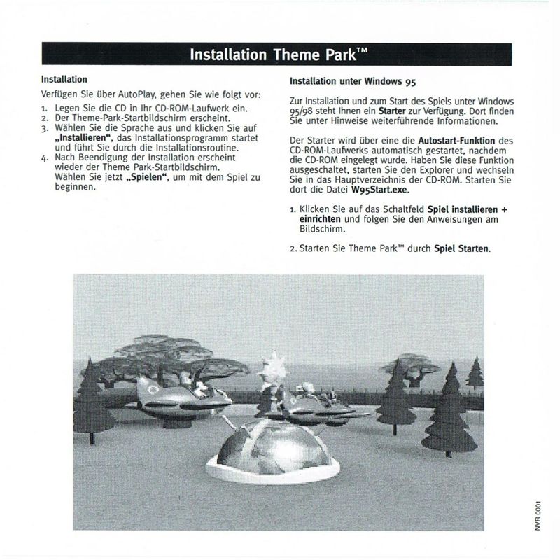 Inside Cover for Theme Park (DOS) (Green Pepper release)