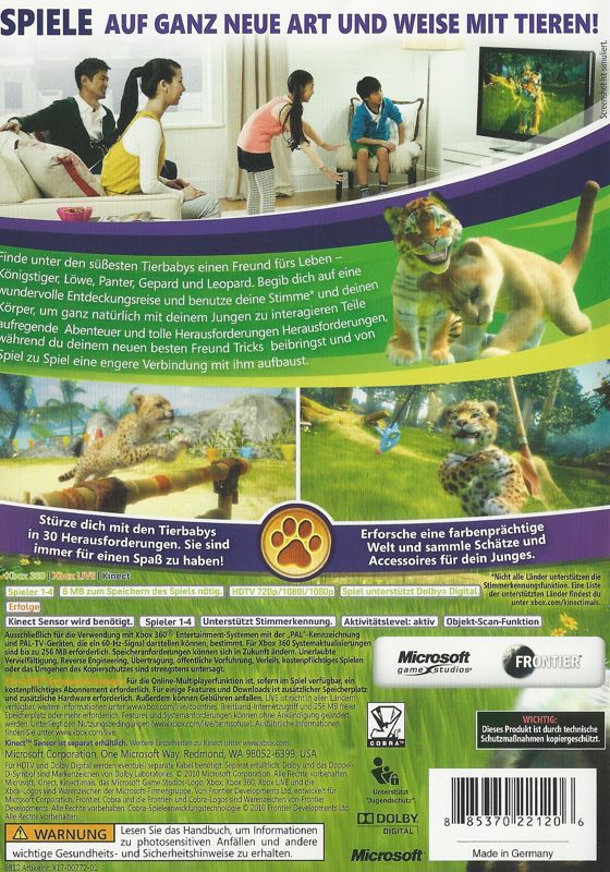 Back Cover for Kinectimals (Xbox 360)