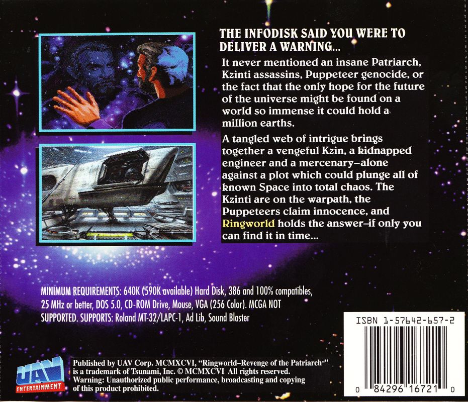 Back Cover for Ringworld: Revenge of the Patriarch (DOS)