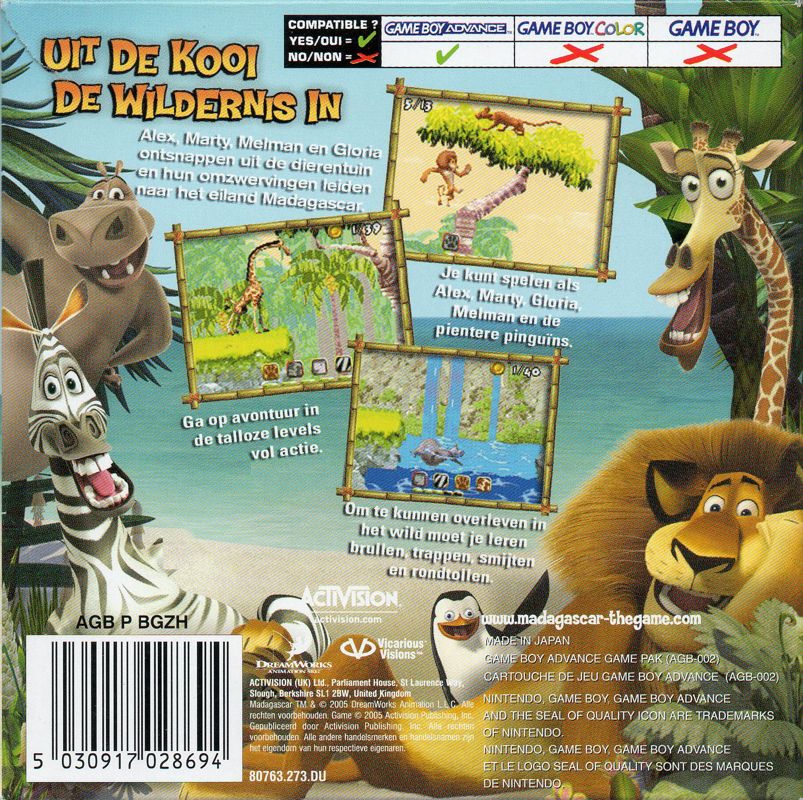 Back Cover for Madagascar (Game Boy Advance)