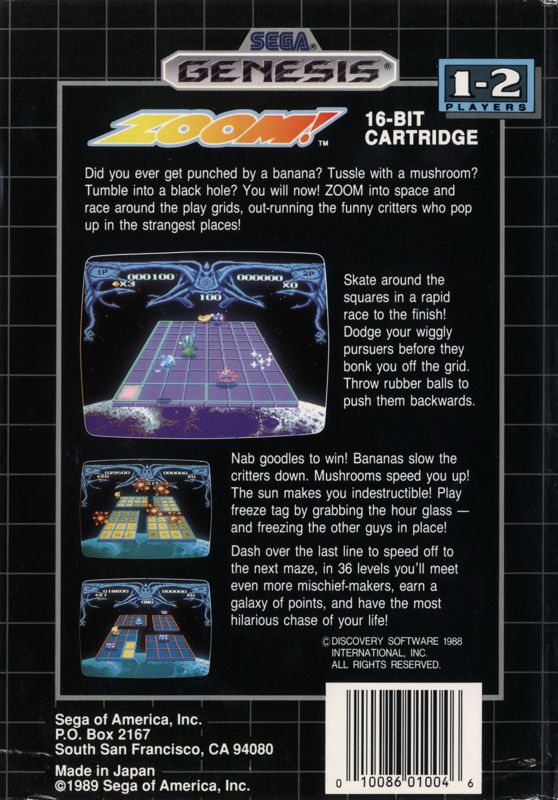 Back Cover for Zoom! (Genesis)