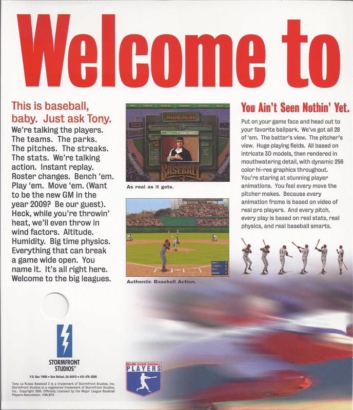 Inside Cover for Tony La Russa Baseball 3 (DOS): Left
