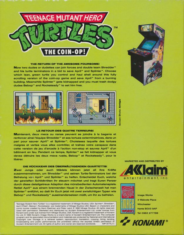 Back Cover for Teenage Mutant Ninja Turtles (DOS) (3.5" Disk release)