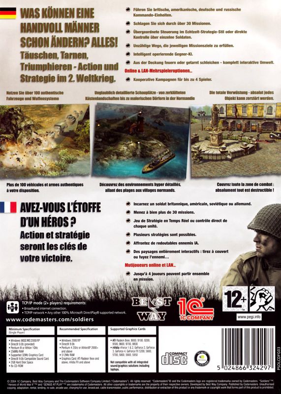 Back Cover for Soldiers: Heroes of World War II (Windows)