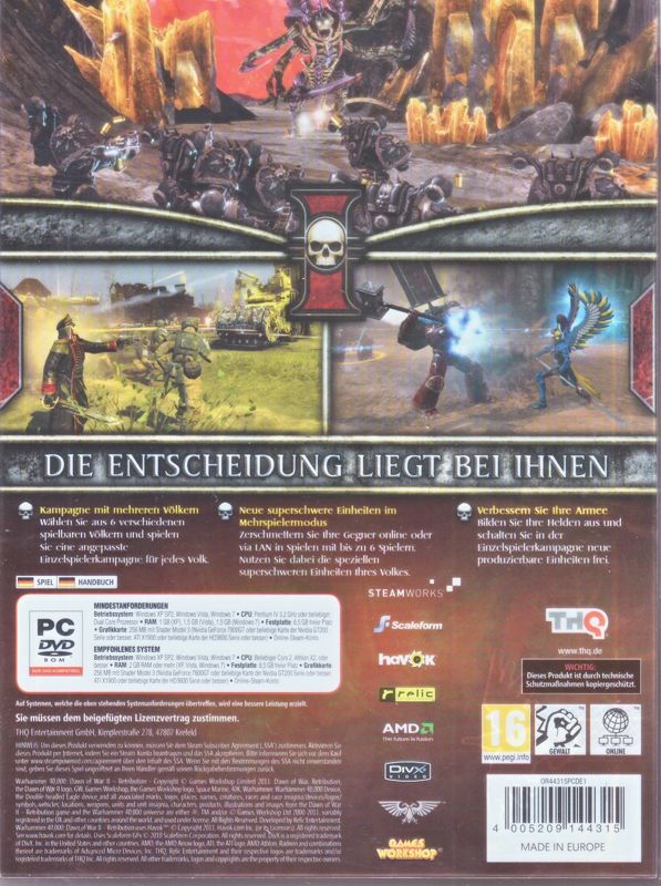 Back Cover for Warhammer 40,000: Dawn of War II - Retribution (Collector's Edtion) (Windows)