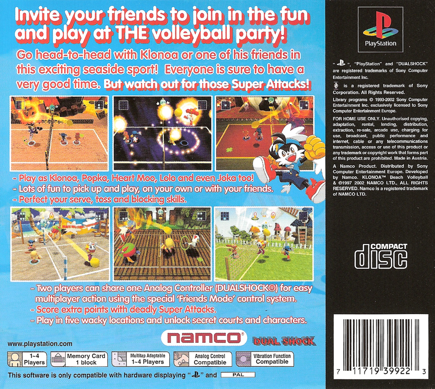 Klonoa Beach Volleyball cover or packaging material - MobyGames