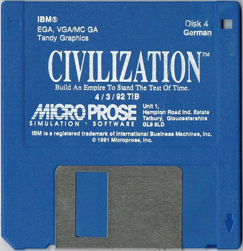 Media for Sid Meier's Civilization (DOS) (3.5" Floppy Disk release): Disk 4