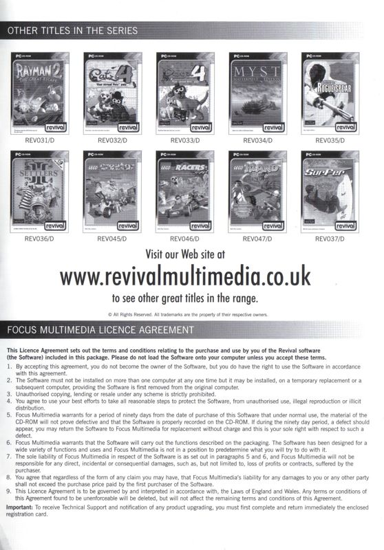 Inside Cover for Will Rock (Windows) (Focus Multimedia's Revival release): Left