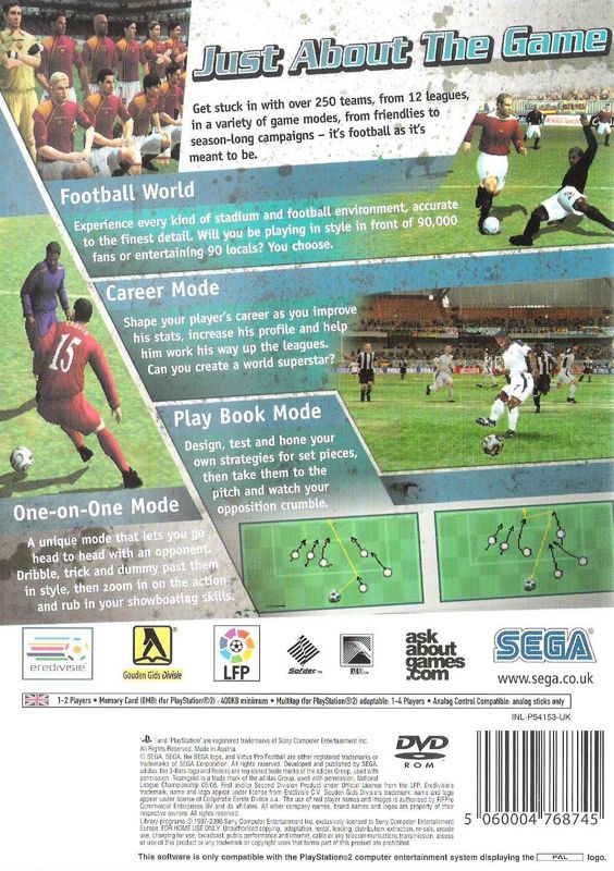 Back Cover for Virtua Pro Football (PlayStation 2)
