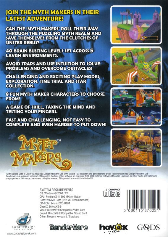 Back Cover for Myth Makers: Orbs of Doom (Windows)