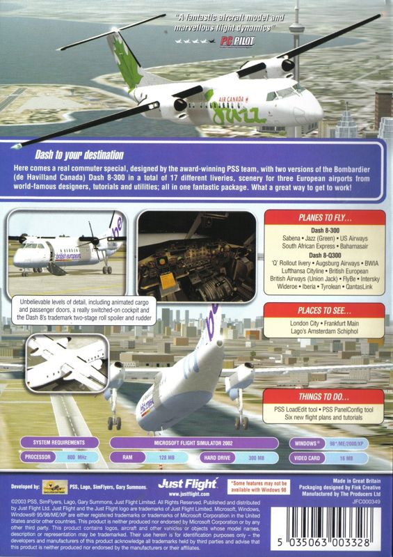 Back Cover for Dash 8-300 Professional (Windows)